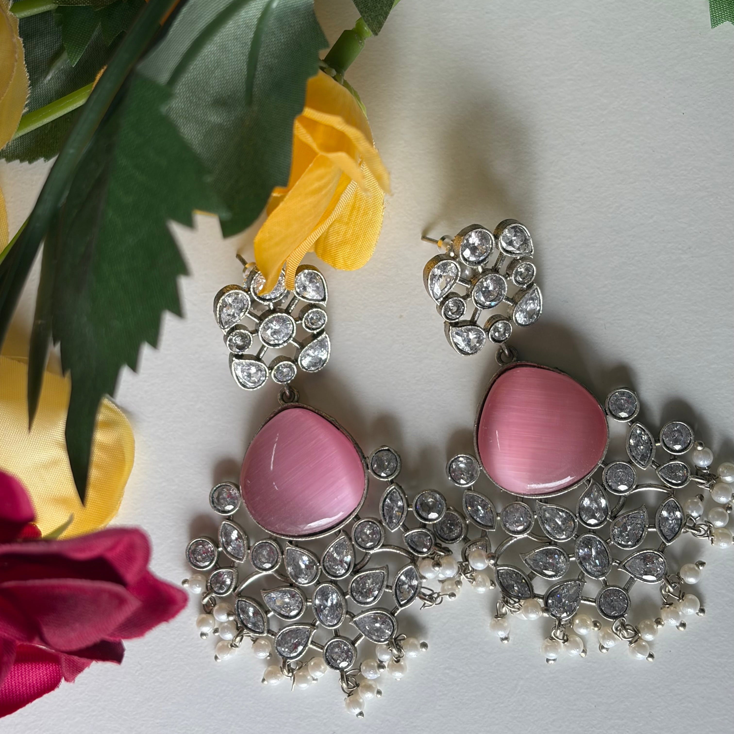 Pink Stone Earrings