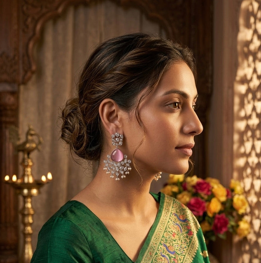 Pink Stone Earrings