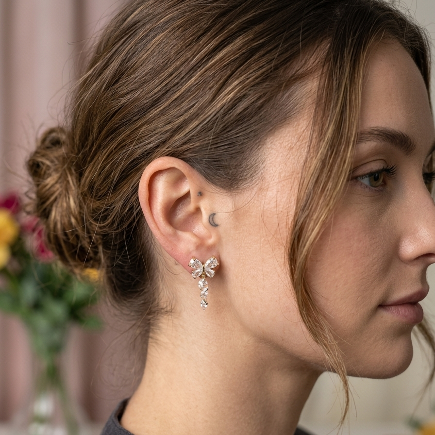 Crystal Butterfly Hanging Earrings