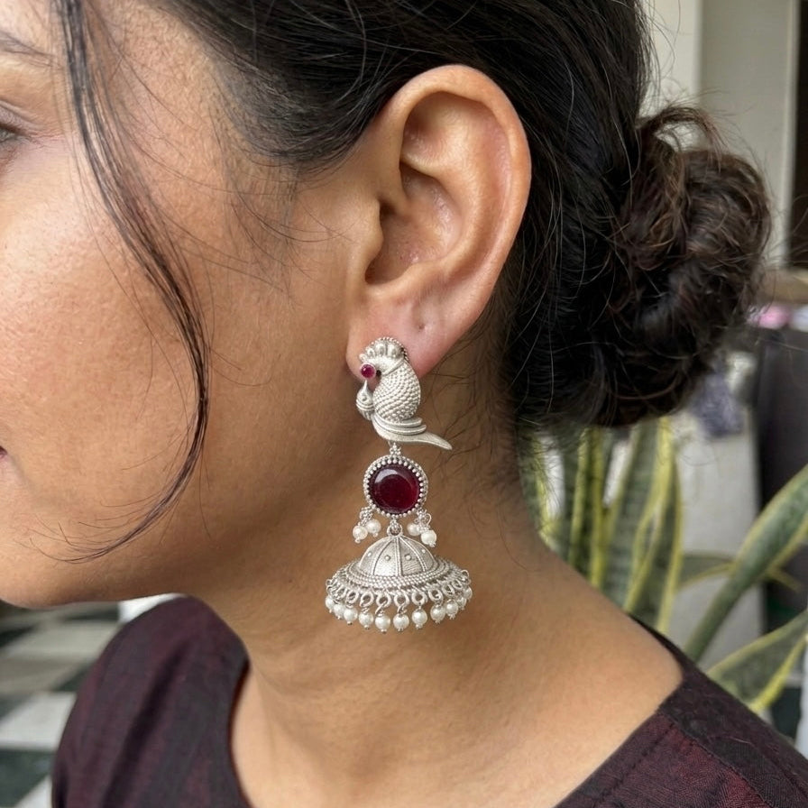 Rajsi maroon mayur jhumka