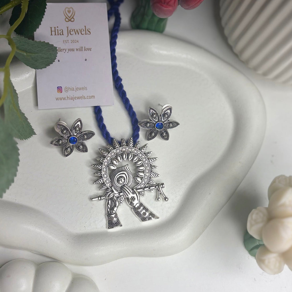 Nritya Krishna Oxidized Necklace Set