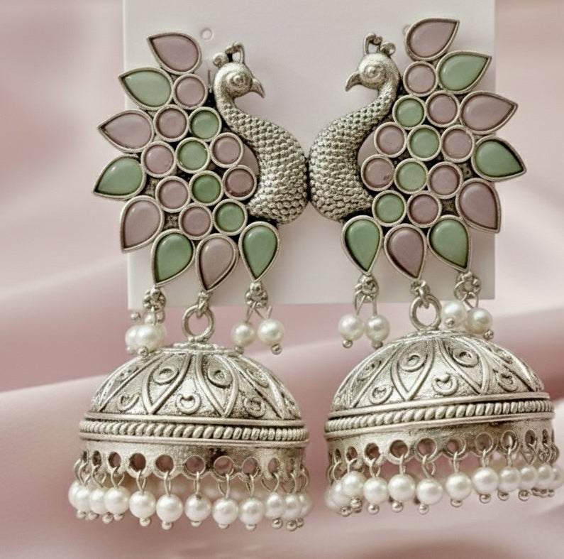 Peacock Silver Earrings