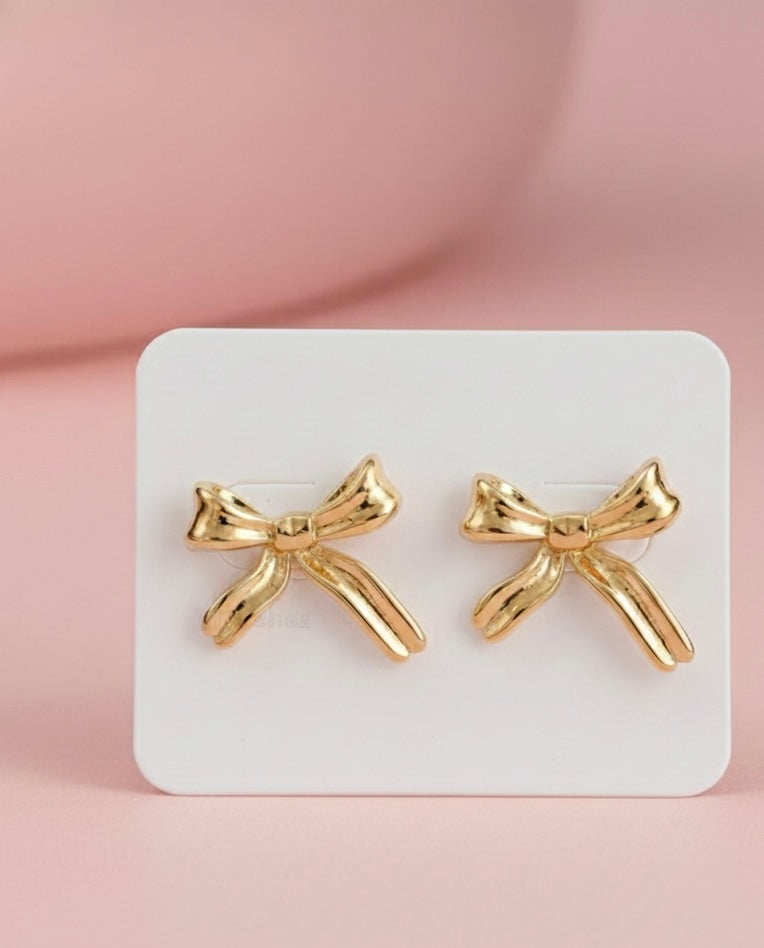 Gold bow earrings
