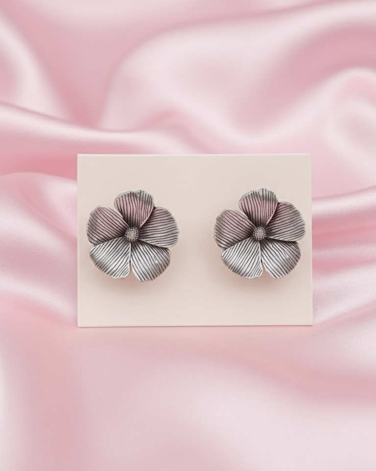 Silver flower earrings