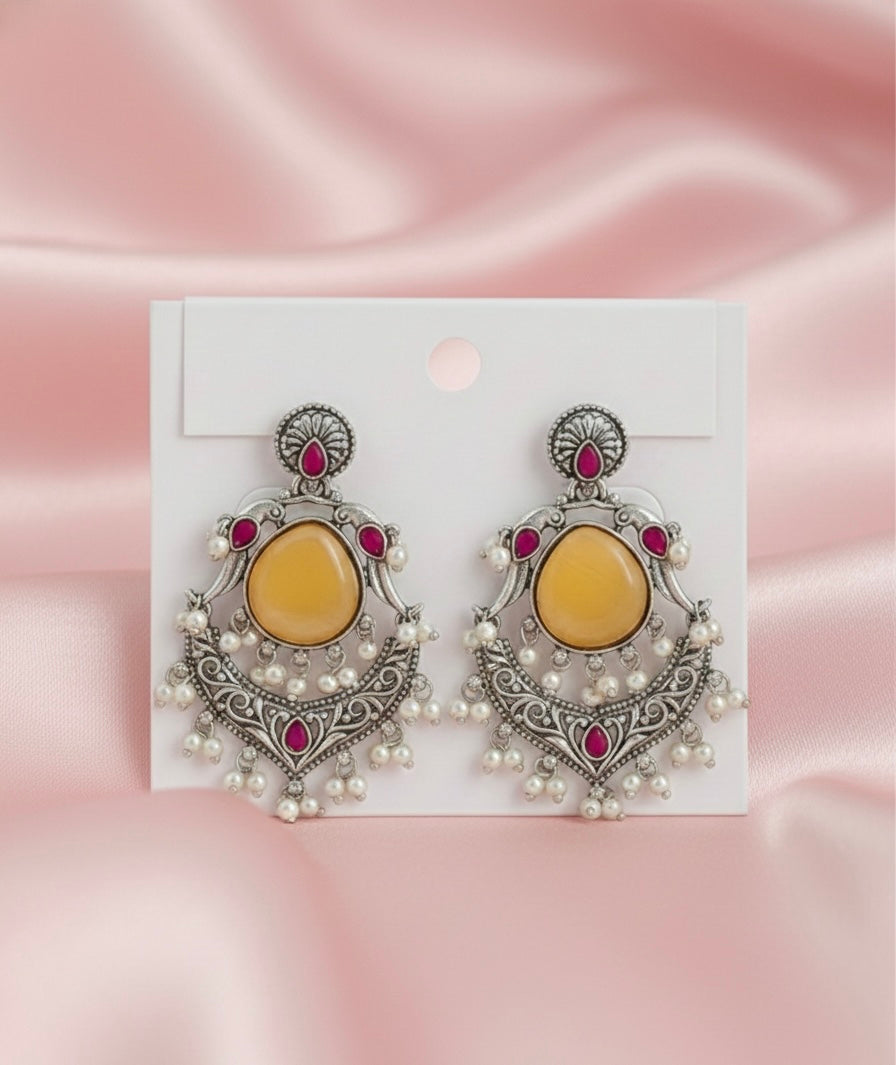 Yellow stone parrot earrings