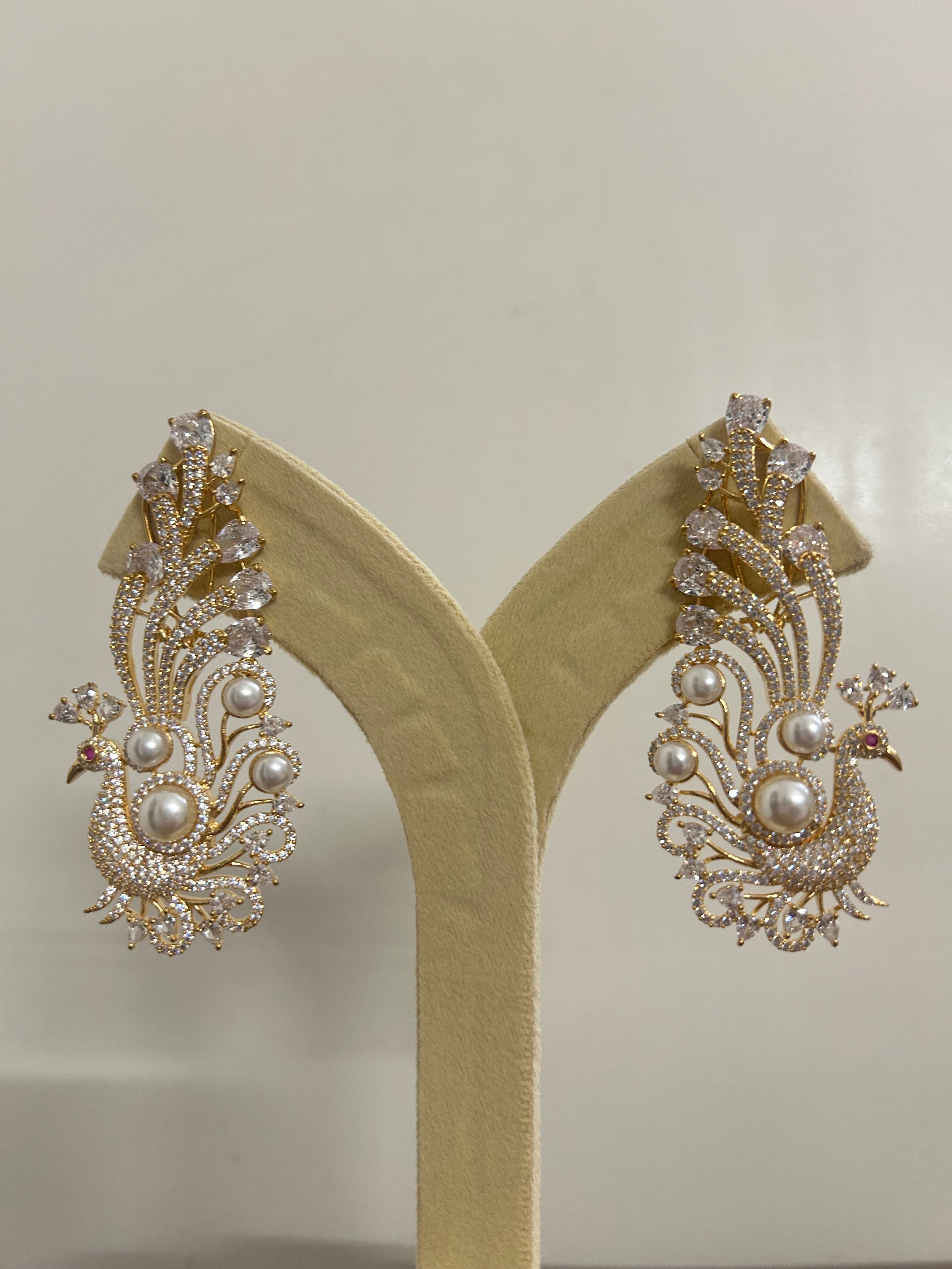 Golden Peacock Earrings