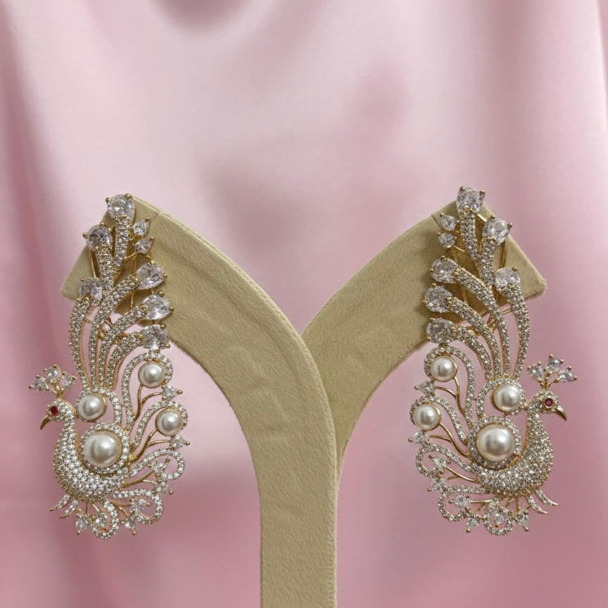 Golden Peacock Earrings