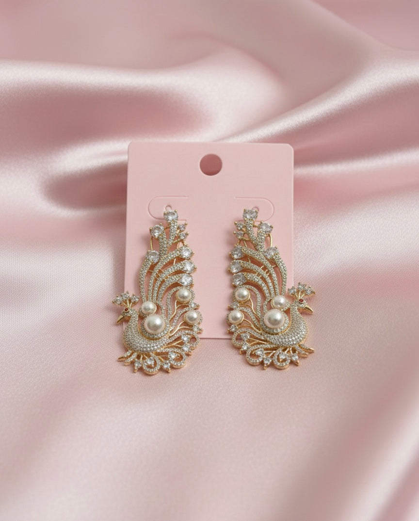 Golden Peacock Earrings