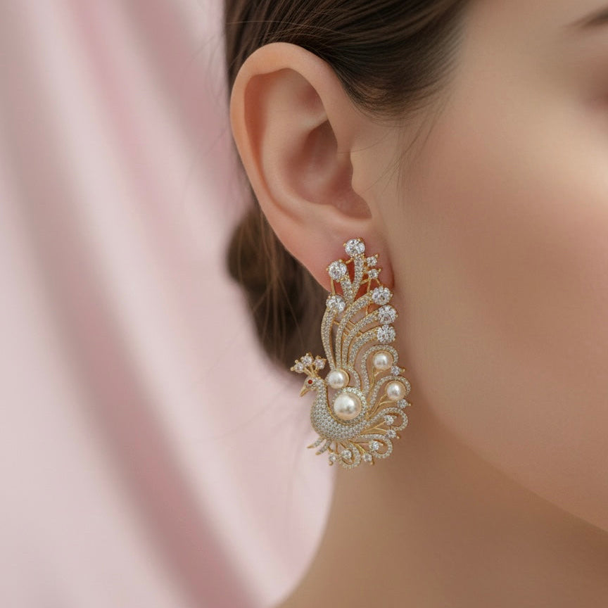 Golden Peacock Earrings