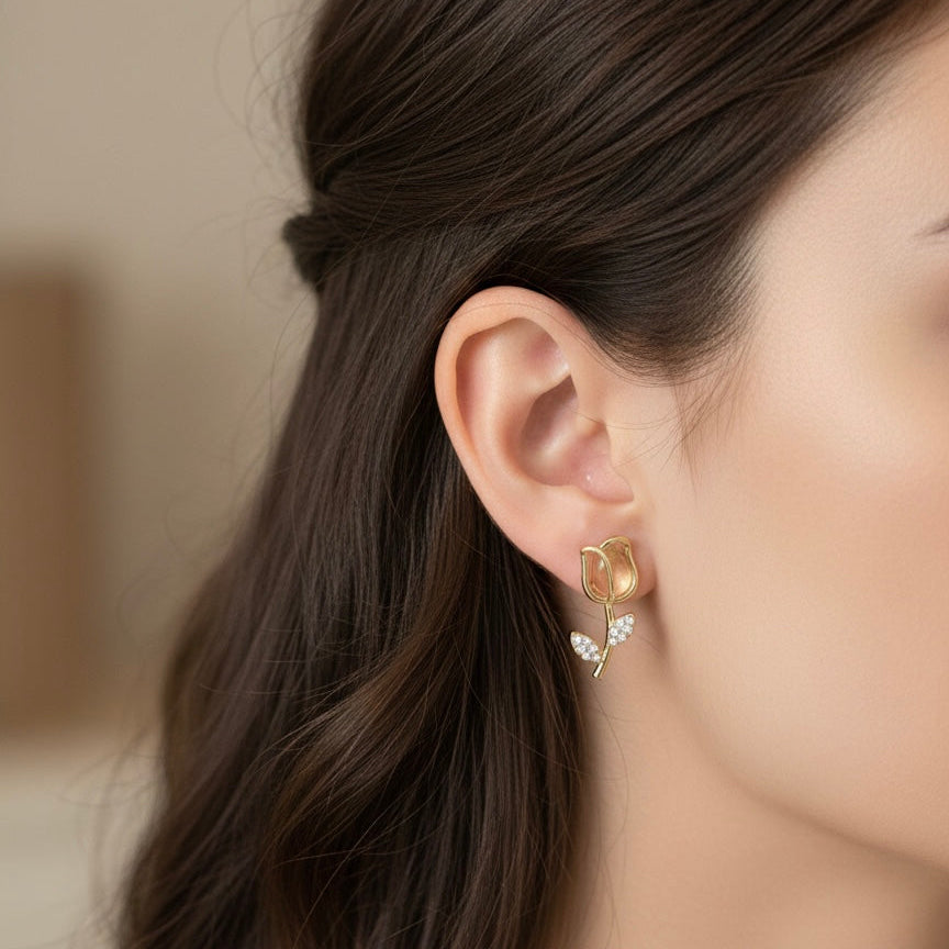 Gold Tulip Earrings