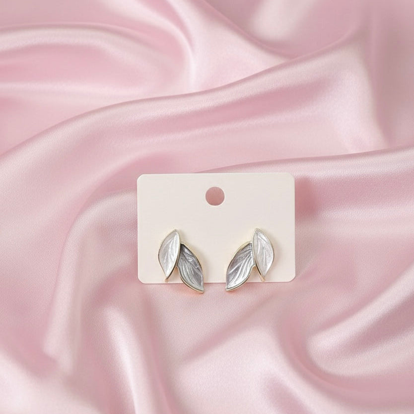 Grey Leaf Earrings