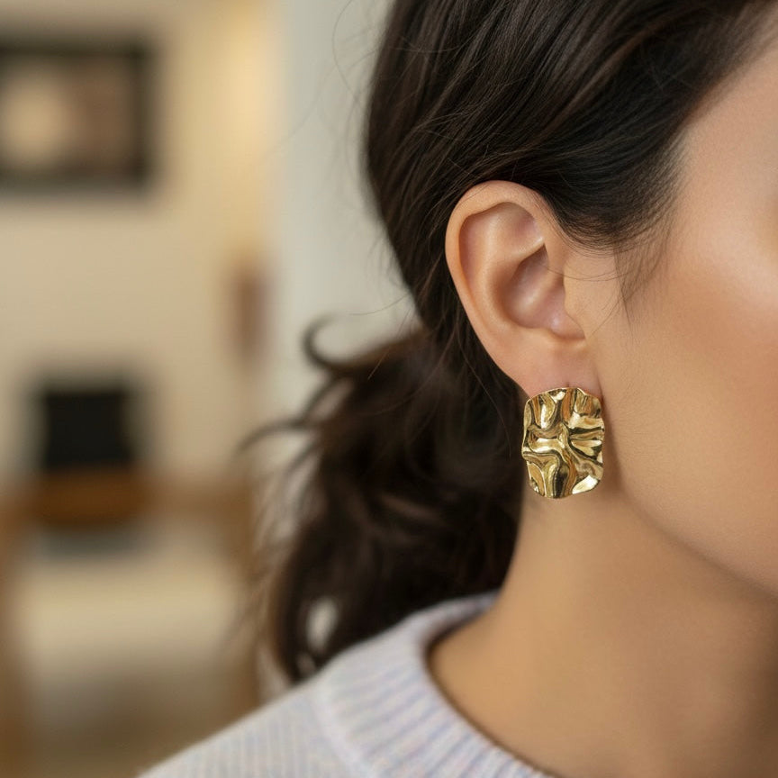 Gold Textured Earrings