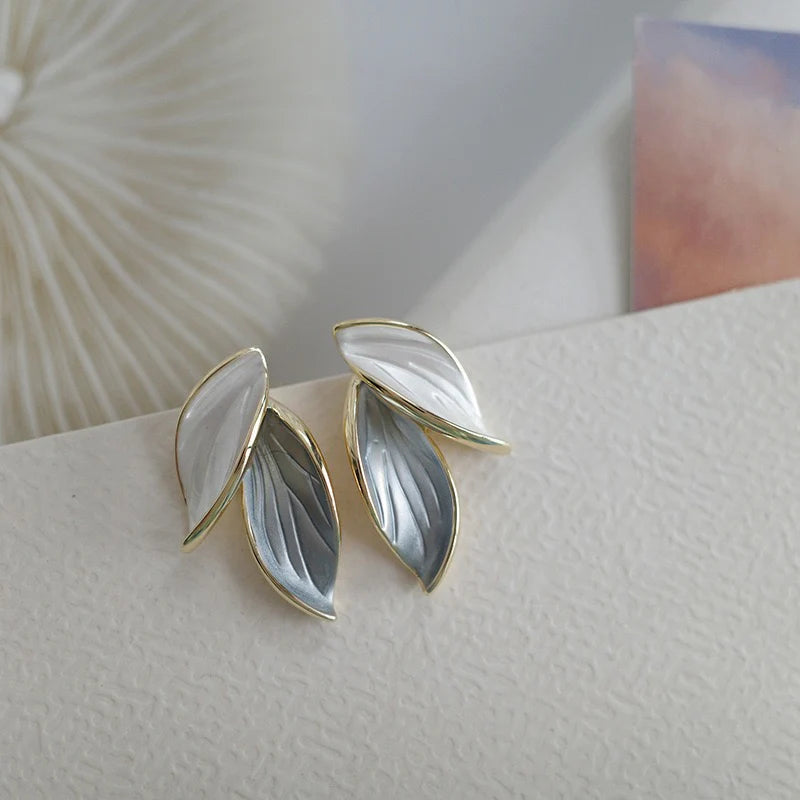 Grey Leaf Earrings