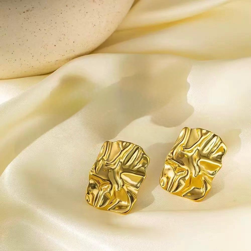 Gold Textured Earrings