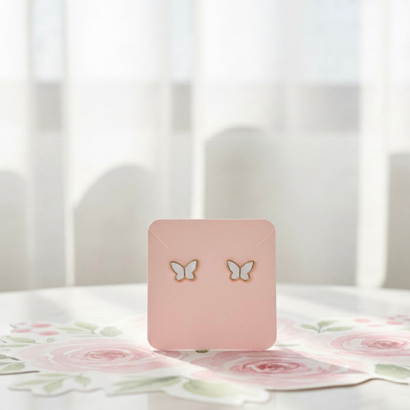 White Butterfly Earrings