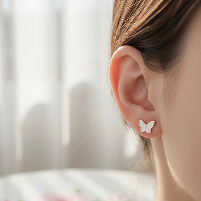 White Butterfly Earrings