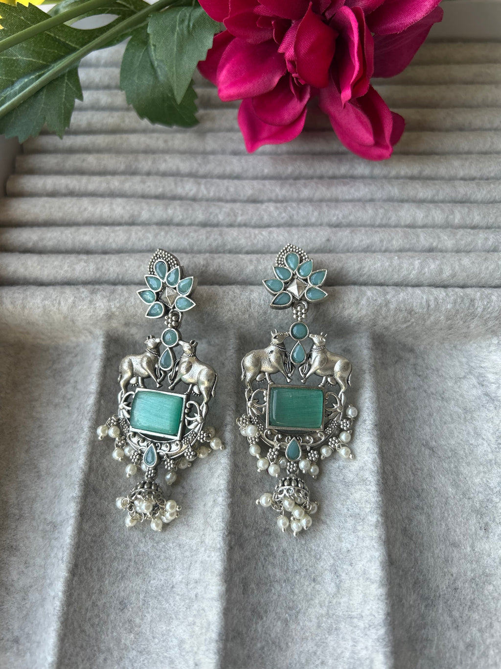 Turquoise Cow Earrings