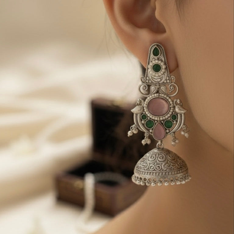 Silver Jhumka Earrings