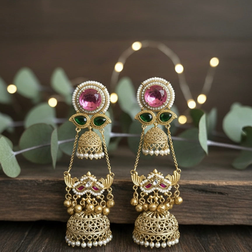 Golden Kashmiri Earrings