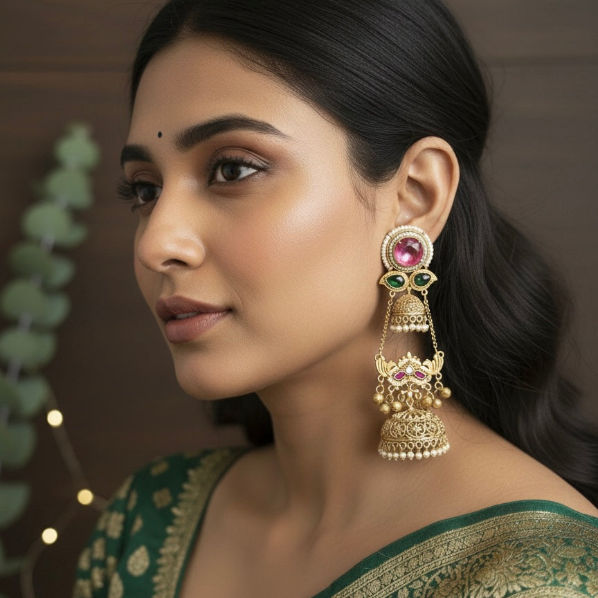 Golden Kashmiri Earrings