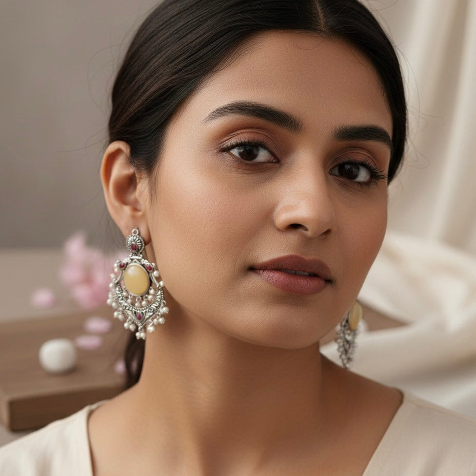 Yellow Stone Parrot Earrings