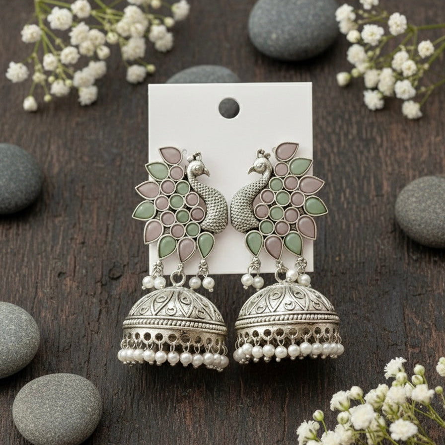 Peacock Silver Earrings