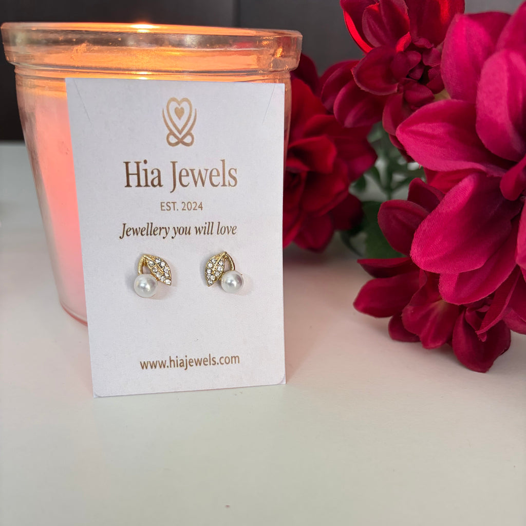 Pearl Leaf Earrings
