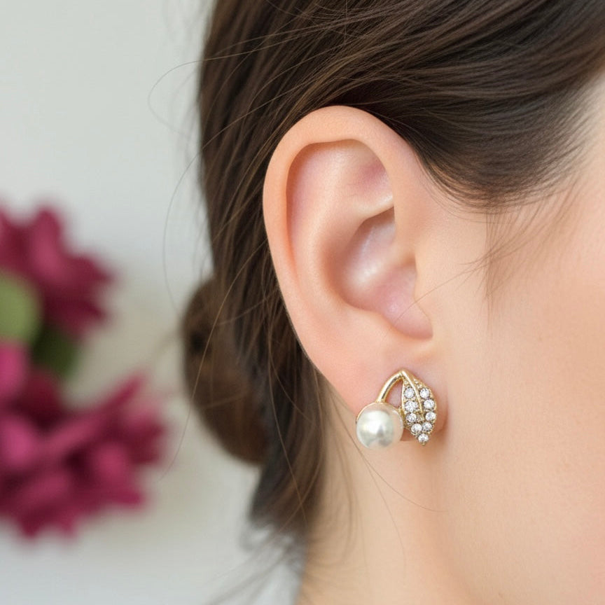 Pearl Leaf Earrings