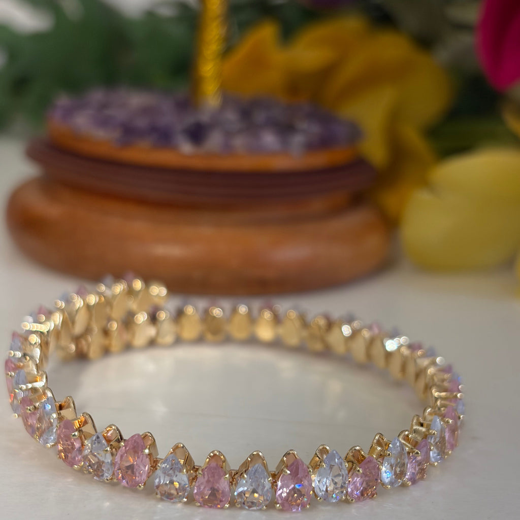 Pink White TennisCut Bracelet