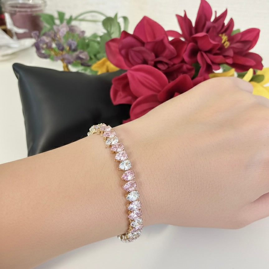 Pink White TennisCut Bracelet