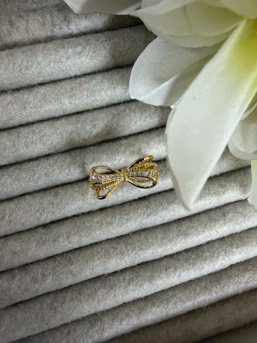 Adjustable Gold Bow Ring