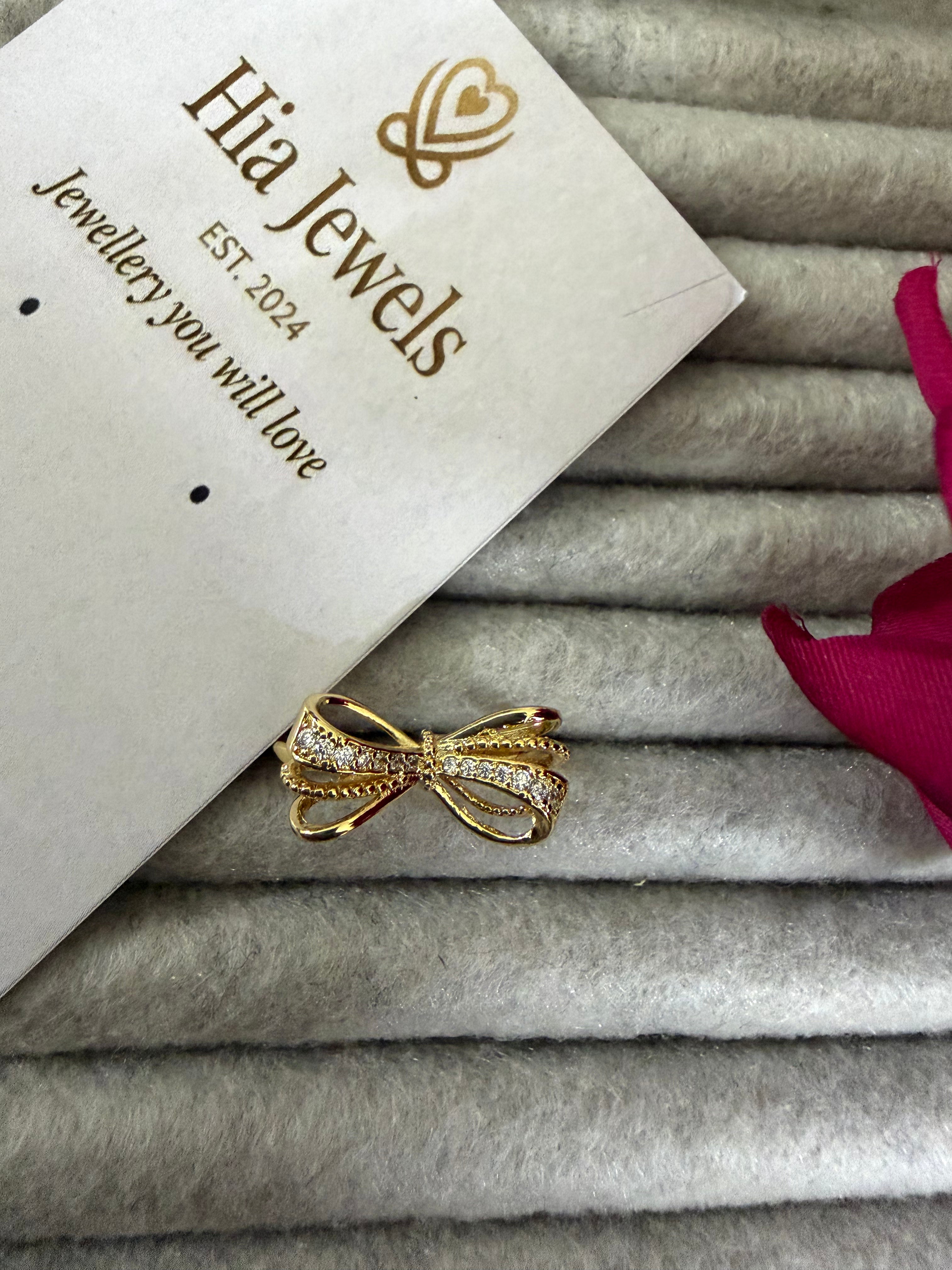 Adjustable Gold Bow Ring