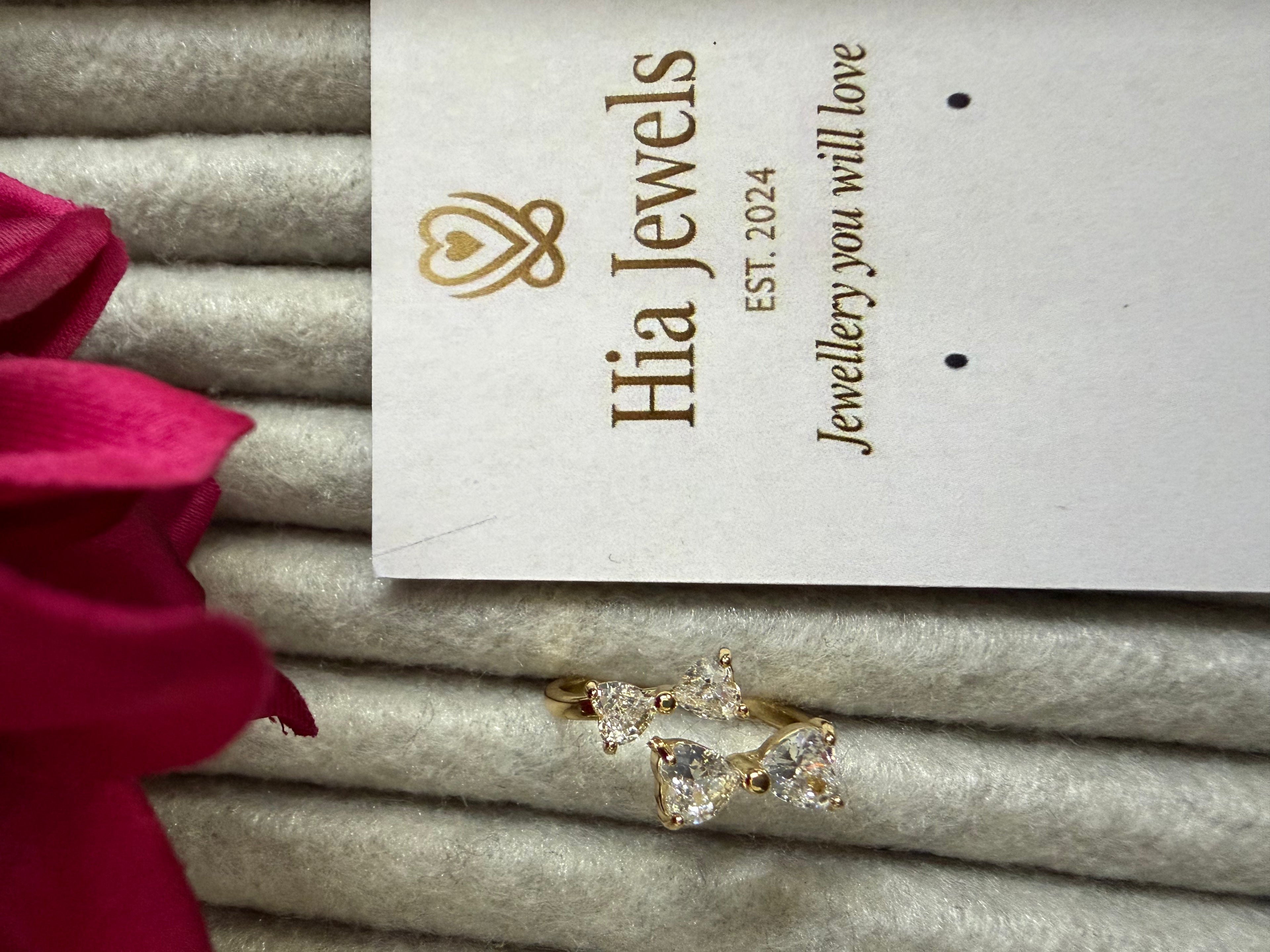 Adjustable Stone Bow Ring