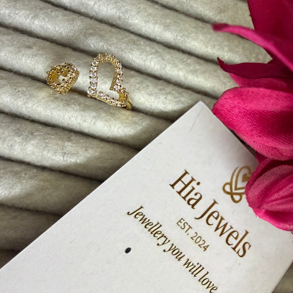 Adjustable Twin Hearts Ring