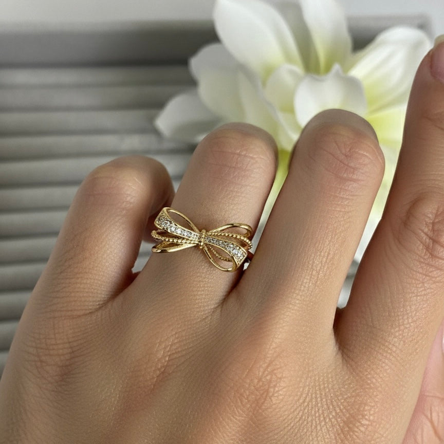 Adjustable Gold Bow Ring