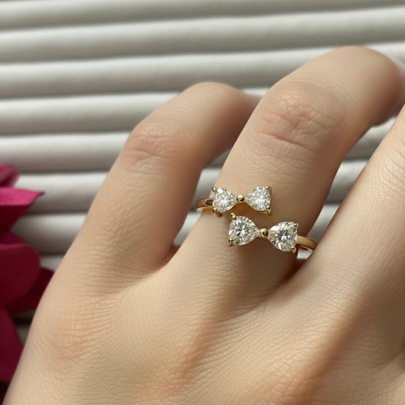 Adjustable Stone Bow Ring