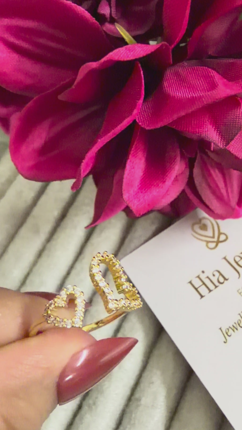 Adjustable Twin Hearts Ring