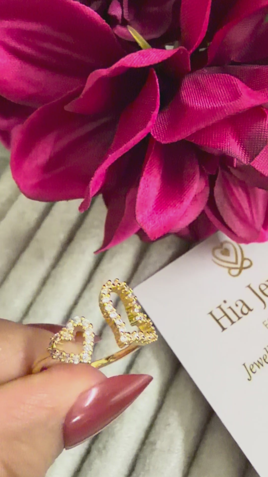 Adjustable Twin Hearts Ring