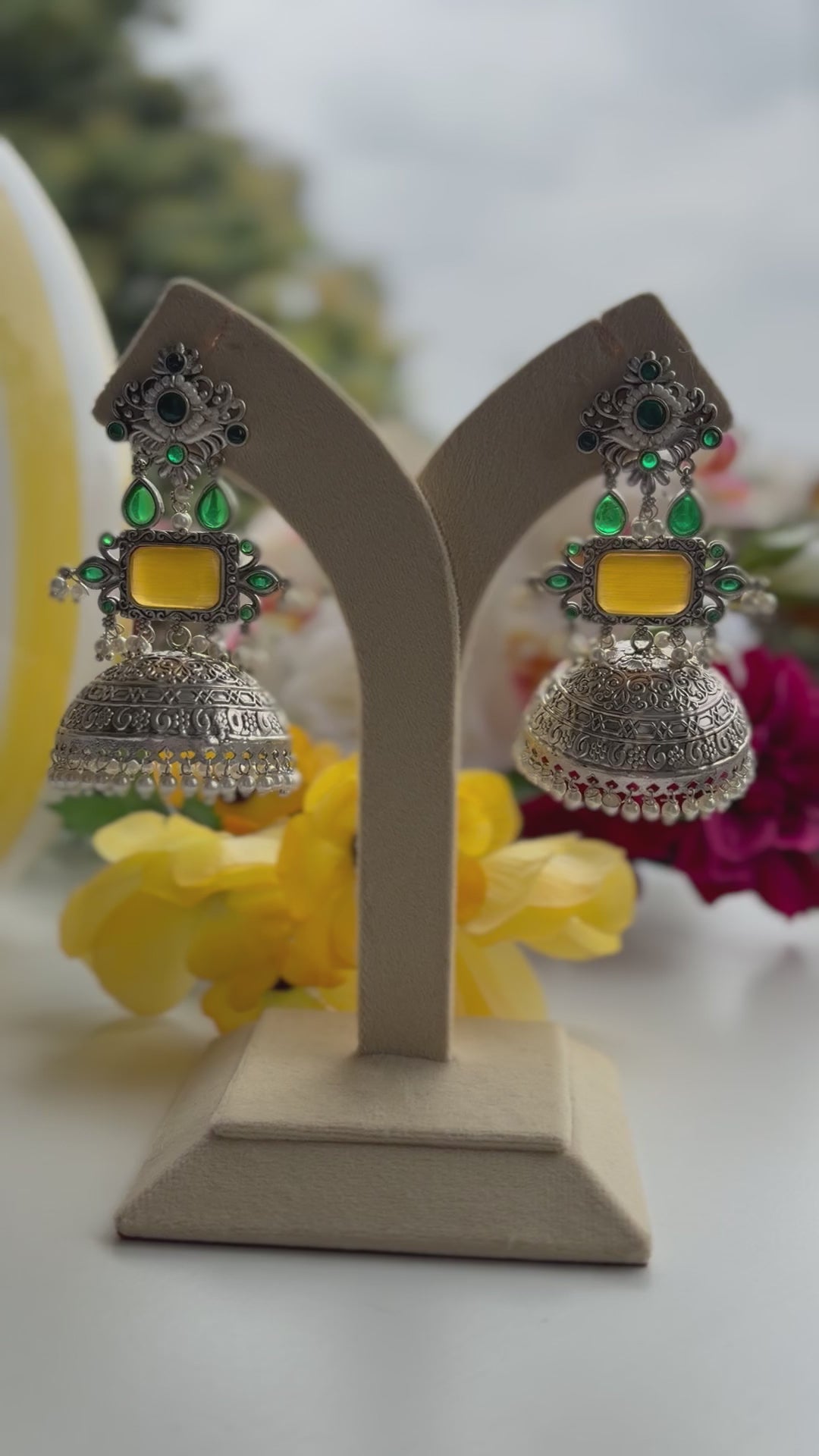 Emerald And Honey Glow Jhumka