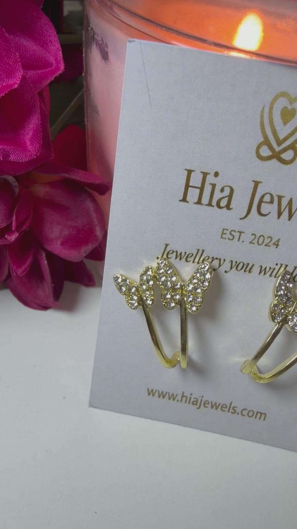 Crystal Butterfly Dual Hoop Earrings