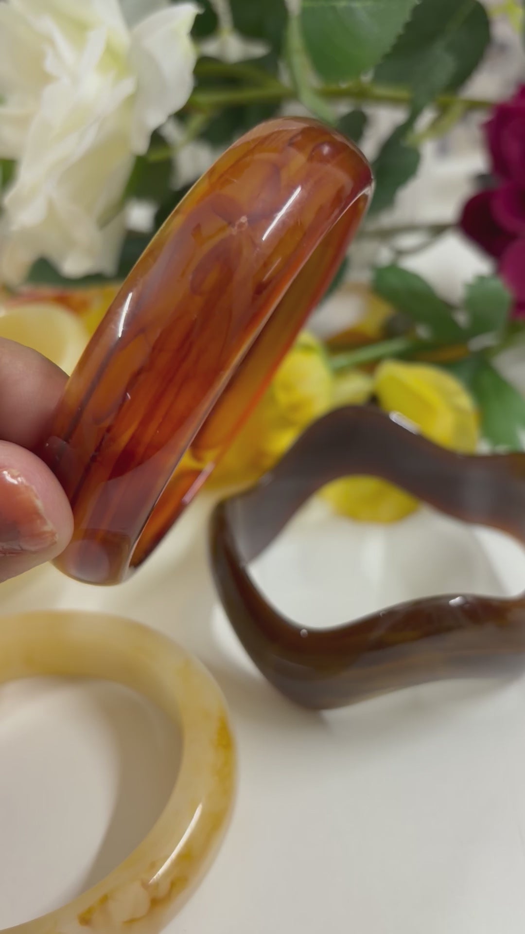Amber Bloom Resin Bangle