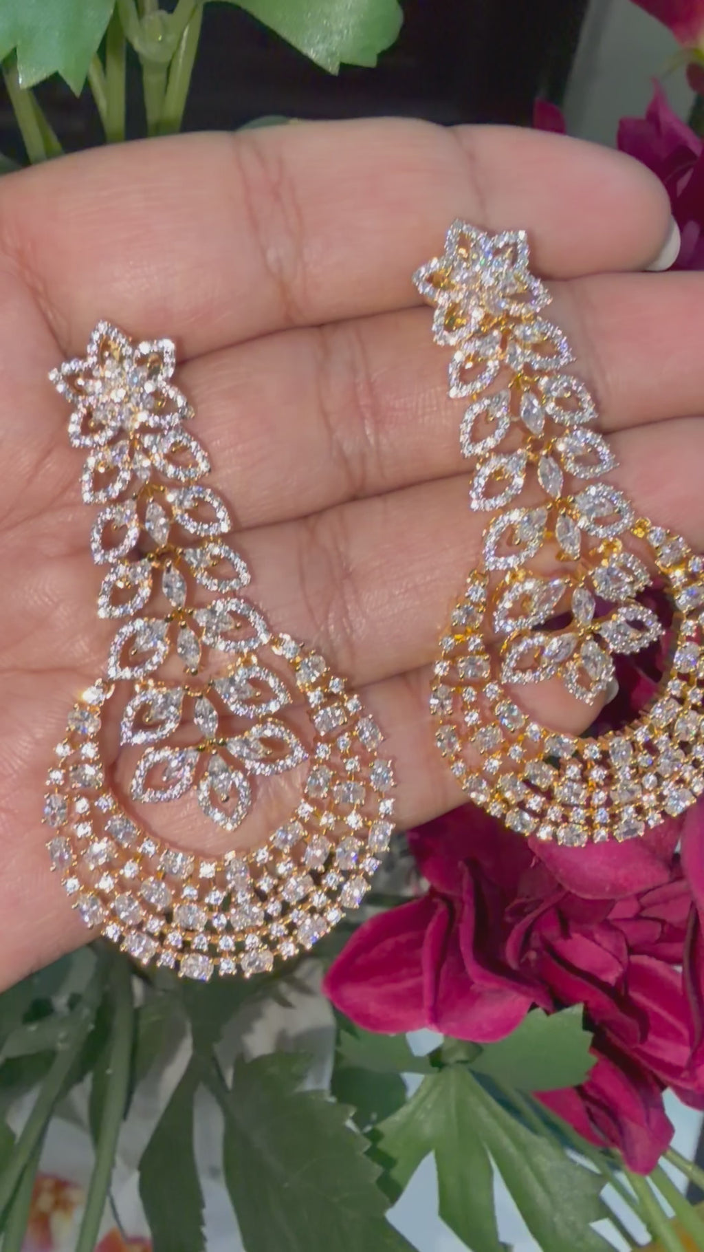 Celeste Bloom 5A AD Chandbali Earrings