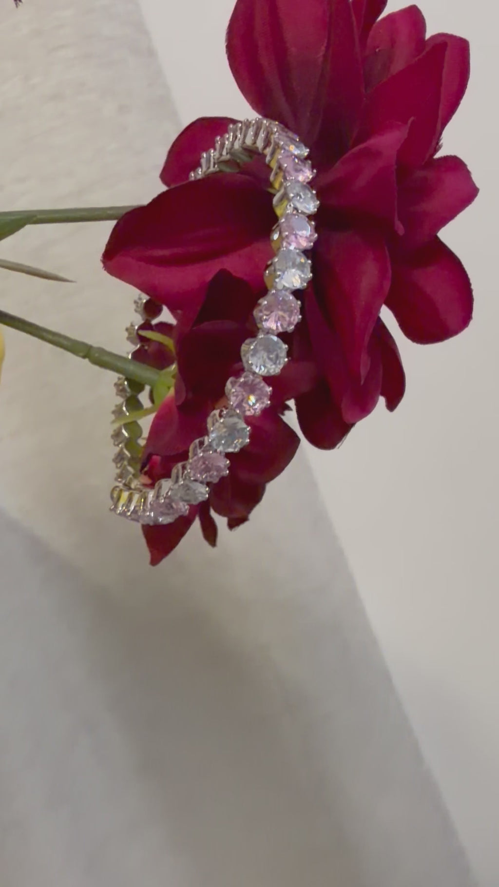 White Pink RoundCut Tennis Bracelet