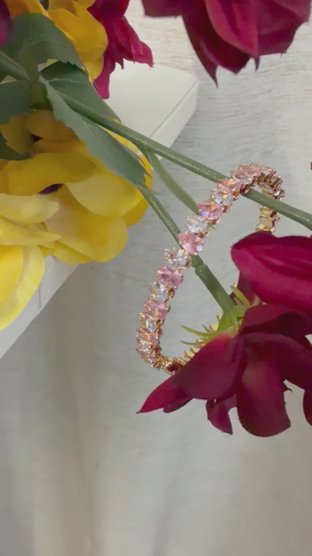 Pink White TennisCut Bracelet