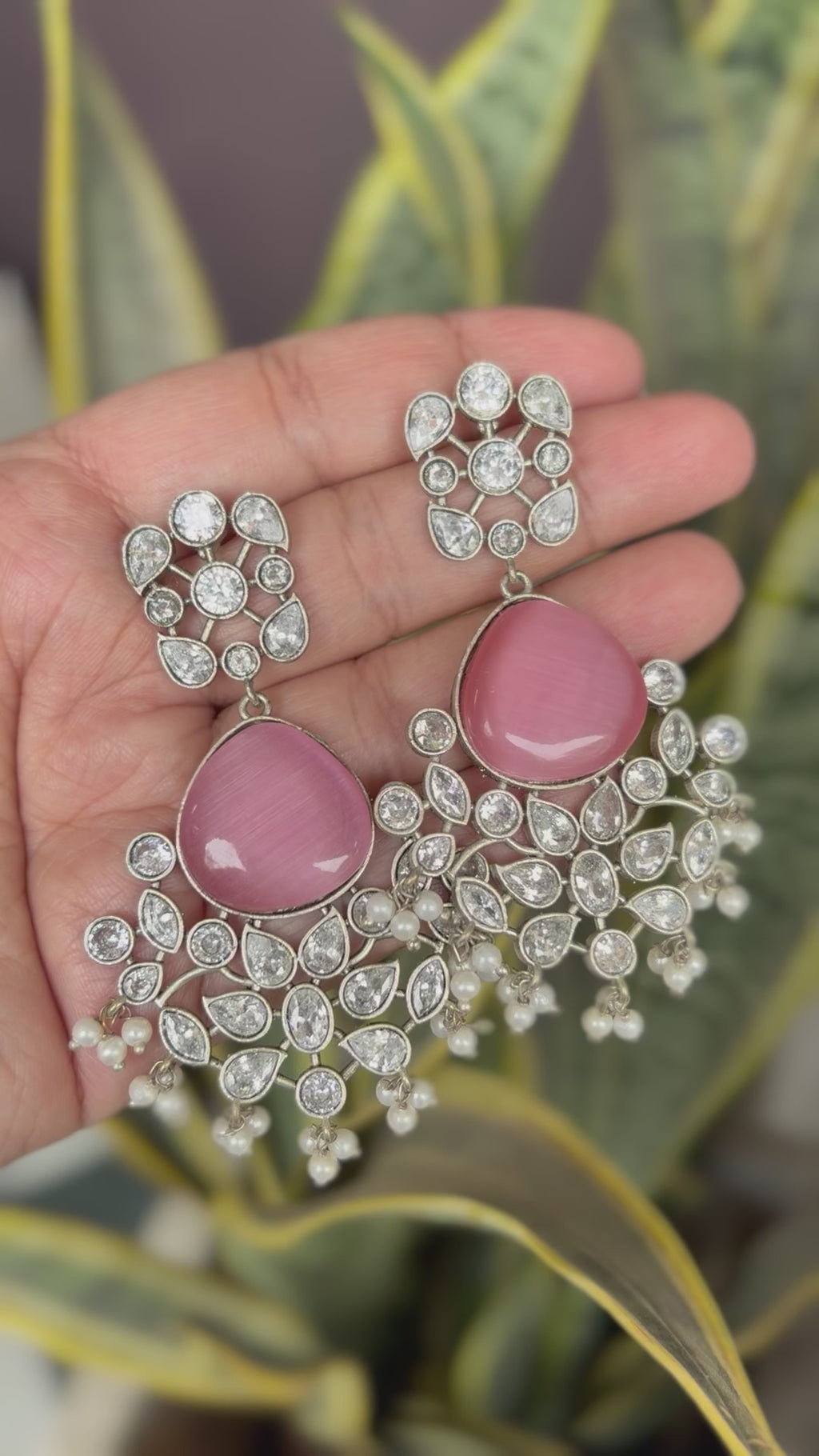 Pink Stone Earrings