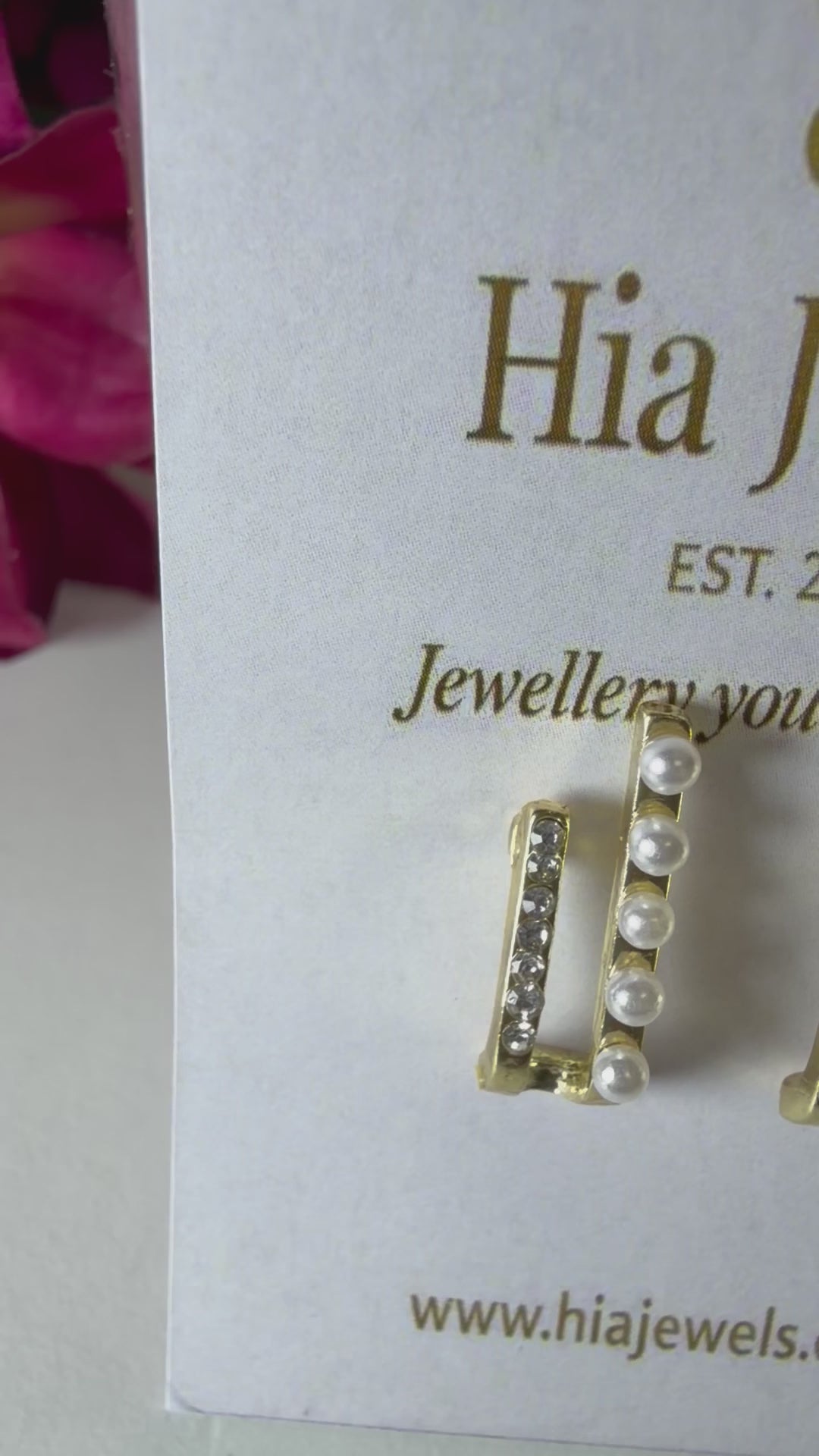 Pearl & Crystal Dual Bar Earrings