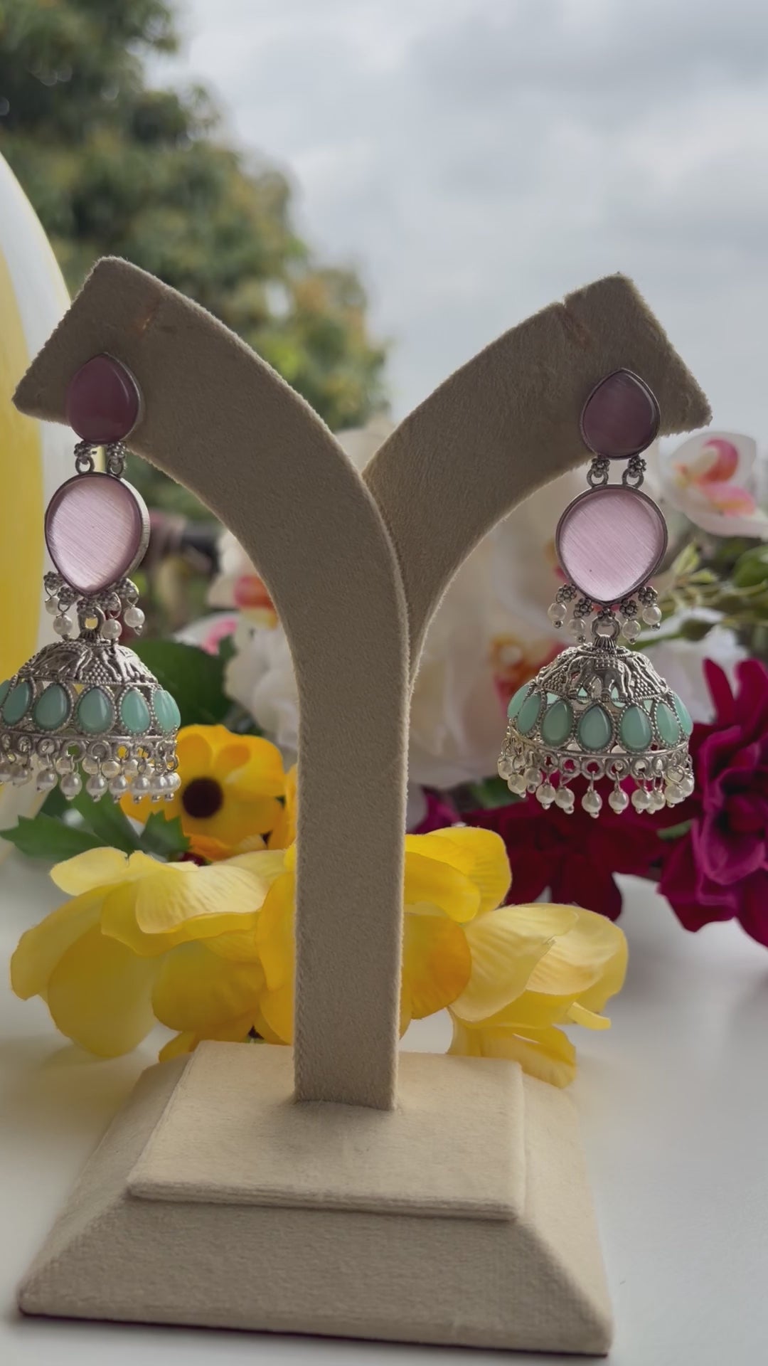 Blush Aqua Jhumkas