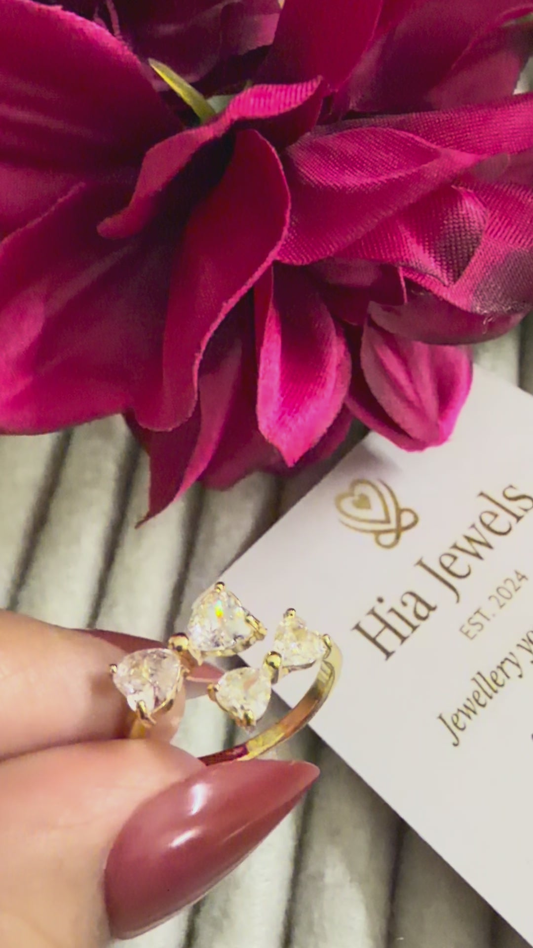 Adjustable Stone Bow Ring