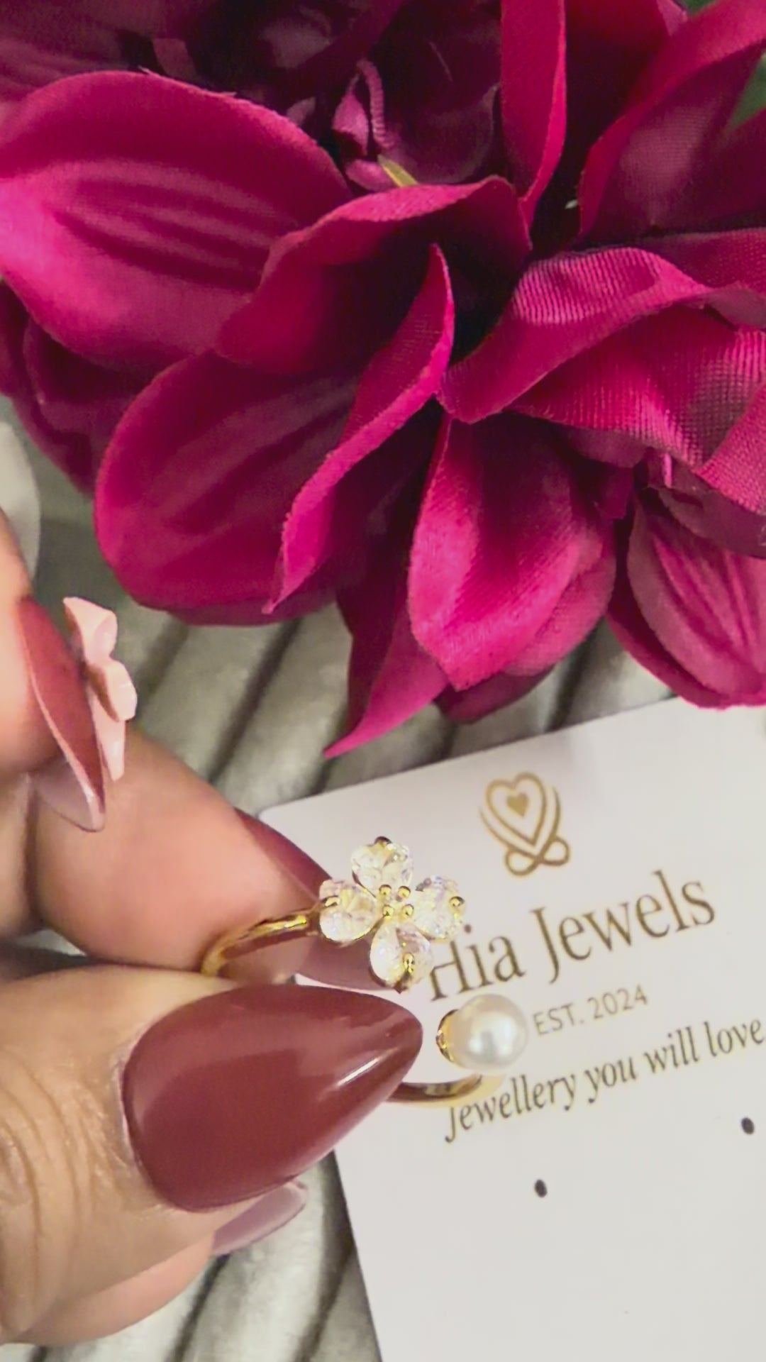 Adjustable Pearl Flower Ring